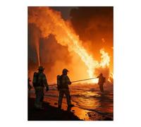 VOSERY Kit per pittura con diamanti 5D fai da te, per adulti e principianti, motivo: pompieri che combattono le fiamme, scena oceanica, fai da te, per adulti e principianti