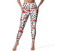 VOSERY Leggings a vita alta da donna, con funghi della foresta, morbidi pantaloni da yoga, leggings da allenamento con tasche, nero, L