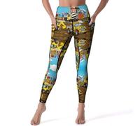 VOSERY Leggings a vita alta da donna, diversi veicoli da cantiere, morbidi pantaloni da yoga, leggings da allenamento con tasche, nero, L