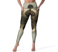 VOSERY Leggings a vita alta da donna, Surreal Brain Tree, morbidi pantaloni da yoga, leggings da allenamento con tasche, Nero, S