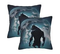 VOSERY Moon Wolf Warrior - Set di 2 federe decorative per cuscini, 51 x 51 cm, morbide, decorative, per divano, letto, soggiorno, fattoria