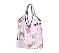 VOSERY No Drama Llama borse della spesa riutilizzabili borse della spesa per la spesa pieghevole Tote Bag con manici, nero, 3 PCS