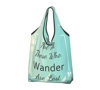 VOSERY Not All Those Who Wander Are Lost1 - Borsa per la spesa riutilizzabile, pieghevole, con manici, nero, 1 PC