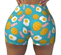 VOSERY Pantaloncini da allenamento da donna, con uova in camicia a nido d'ape, pancetta, palestra, yoga, corsa, atletica, senza cuciture, corti, nero, S