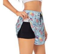 VOSERY Pantaloncini da corsa da donna, per allenamento cerebrale, a vita alta, per yoga, palestra, atletica, allenamento, pantaloncini da donna, nero, S