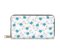 VOSERY Portafogli da donna, Portafoglio in pelle bifold multi carta, bassotto cane cucciolo blu portafogli da donna, borsa lunga