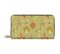 VOSERY Portafogli da donna, Portafoglio in pelle bifold multi carta, carino cervo riccio albero fungo portafogli da donna, borsa lunga
