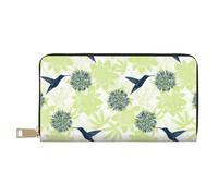 VOSERY Portafogli sottili in pelle per donne e uomini - Art Deco colibrì pochette portafoglio per donne uomini con cerniera