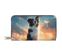 VOSERY Portafogli sottili in pelle per donne e uomini, portafoglio con cerniera e logo Cloud Border Collie, per donne e uomini