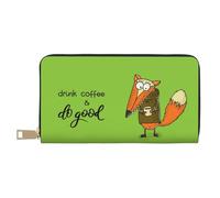 VOSERY Portafoglio da donna, in pelle bifold multi card, bere caffè e fare bene portafogli da donna, borsa lunga