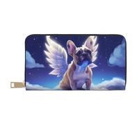VOSERY Portafoglio da donna, in pelle bifold multi card portafoglio, cielo notturno alato bulldog francese portafogli da donna, borsa lunga