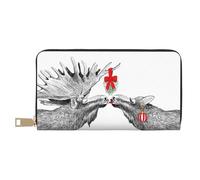 VOSERY Portafoglio da donna, in pelle bifold multi card portafoglio, divertente Natale alce baciare sotto vischio portafogli da donna, borsa lunga