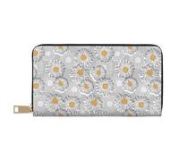 VOSERY Portafoglio da donna, in pelle bifold multi card portafoglio, retrò margherite fiori portafogli donna, borsa lunga