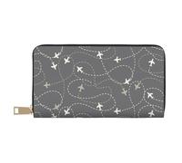 VOSERY Portafoglio da donna, in pelle bifold multi card portafoglio, rotte aeroplane intorno al mondo portafogli lungo borsa donna