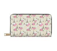 VOSERY Portafoglio da donna, in pelle Bifold Multi Card Portafoglio, Torri Eiffel fiore Torri Donna Portafoglio lungo borsa