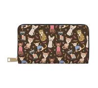 VOSERY Portafoglio da donna, in pelle bifold Multi Card Wallet, Artsy carino dipinto gatti portafogli da donna, borsa lunga