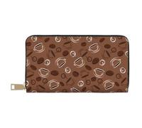 VOSERY Portafoglio da donna, in pelle bifold Multi Card Wallet, Chicco di caffè e tazza Stampa Portafogli da donna, borsa lunga