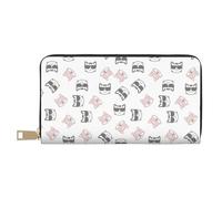 VOSERY Portafoglio da donna, in pelle bifold Multi Card Wallet, Classic Pink Black Lines Cute Cat Portafogli da donna, borsa lunga