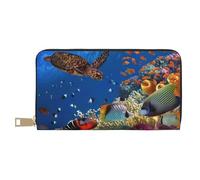 VOSERY Portafoglio da donna, in pelle bifold Multi Card Wallet, Colorful Coral Reef Portafoglio lungo da donna