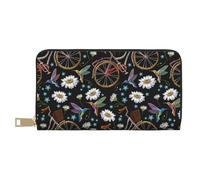 VOSERY Portafoglio da donna, in pelle bifold Multi Card Wallet, daisy bike bird Portafogli da donna, borsa lunga