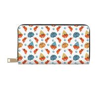 VOSERY Portafoglio da donna, in pelle bifold Multi Card Wallet, Eremita Granchio Gamberetti Scallop Donna Portafoglio Lungo Borsa