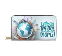 VOSERY Portafoglio da donna, in pelle bifold Multi Card Wallet, Let's go Travel Around the World Portafogli da donna, borsa lunga