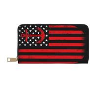 VOSERY Portafoglio da donna, in pelle bifold Multi Card Wallet, nautico bandiera americana donna portafogli lungo borsa