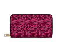 VOSERY Portafoglio da donna, in pelle Bifold Multi Card Wallet, nero rosso rosa brillante zebra stampa donna portafogli lungo borsa