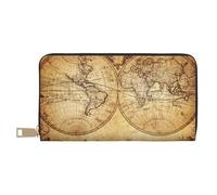 VOSERY Portafoglio da donna, in pelle bifold Multi Card Wallet, Vintage Map Of The World Portafogli da donna, borsa lunga