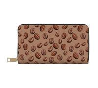 VOSERY Portafoglio da donna, Portafogli in pelle Bifold Multi Card, Portafogli da donna con stampa marrone chicco di caffè, borsa lunga