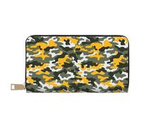 VOSERY Portafoglio da donna, Portafogli in pelle Bifold Multi Card, Portafogli da donna mimetici giallo verde, borsa lunga