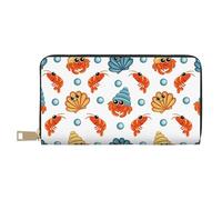 VOSERY Portafoglio da donna, Portafoglio da donna in pelle, portafoglio multiplo con schede, granchio eremita, gamberetti, portafogli da donna, borsa lunga