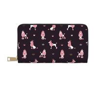 VOSERY Portafoglio da donna, Portafoglio in pelle Bifold Multi Card, Carino Barboncino Cane Regina Rosa Portafogli da donna, Borsa lunga