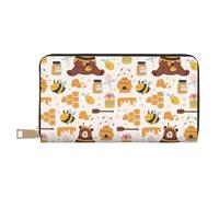 VOSERY Portafoglio da donna, Portafoglio in pelle Bifold Multi Card, Carino Bee Honey Jar Hive Bear Portafogli da donna, Borsa lunga