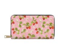 VOSERY Portafoglio da donna, Portafoglio in pelle Bifold Multi Card, Carino Fragola Bouquet Portafogli da donna, Borsa lunga