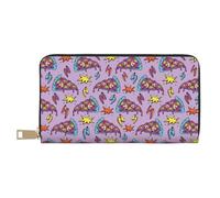 VOSERY Portafoglio da donna, Portafoglio in pelle Bifold Multi Card, Carino Pizza Fulmine Cielo stellato Portafogli da donna, Borsa lunga
