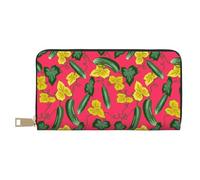 VOSERY Portafoglio da donna, Portafoglio in pelle Bifold Multi Card, Cetriolo fiore ratta Portafogli da donna, Borsa lunga