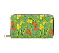 VOSERY Portafoglio da donna, Portafoglio in pelle Bifold Multi Card, Cetriolo ratta fiore Portafogli da donna, Borsa lunga