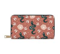 VOSERY Portafoglio da donna, Portafoglio in pelle Bifold Multi Card, Classico Cartoon Snake Flower Portafogli da donna, Borsa lunga