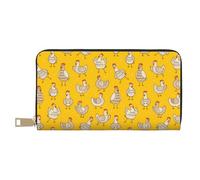 VOSERY Portafoglio da donna, Portafoglio in pelle Bifold Multi Card, Divertente Carino Pollo Giallo Portafogli da donna, Borsa lunga