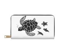 VOSERY Portafoglio da donna, Portafoglio in pelle Bifold Multi Card, Famiglia di tartarughe marine Portafogli da donna, Borsa lunga