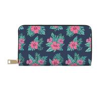 VOSERY Portafoglio da donna, Portafoglio in pelle Bifold Multi Card, Fiore Tropico foglie Portafogli da donna, Borsa lunga