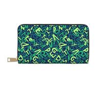 VOSERY Portafoglio da donna, Portafoglio in pelle Bifold Multi Card, Lettera di matematica Stampa verde Portafogli da donna, Borsa lunga