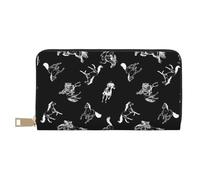 VOSERY Portafoglio da donna, Portafoglio in pelle bifold Multi Card, Minimalista Sketch Knight Horse Portafogli da donna, Borsa lunga