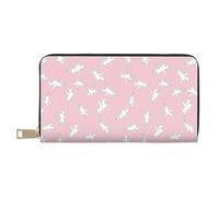 VOSERY Portafoglio da donna, Portafoglio in pelle bifold multi card, moderno Knight Horse bianco rosa portafogli da donna, borsa lunga