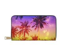 VOSERY Portafoglio da donna, Portafoglio in pelle bifold multi card, Palm Trees at Sunset Portafogli da donna, borsa lunga