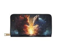 VOSERY Portafoglio da donna, Portafoglio in pelle Bifold Multi Card, Red and White Flame Fox Portafogli da donna, borsa lunga