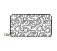 VOSERY Portafoglio da donna, Portafoglio in pelle Bifold Multi Card, Semplici Linee Nere Carino Snake Portafogli da donna, Borsa lunga