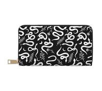 VOSERY Portafoglio da donna, Portafoglio in pelle Bifold Multi Card, Sketch Simple White Snake Portafogli da donna, Borsa lunga