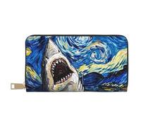 VOSERY Portafoglio da donna, Portafoglio in pelle bifold Multi Card, Vintage Starry Sky Shark Portafogli da donna, Borsa lunga